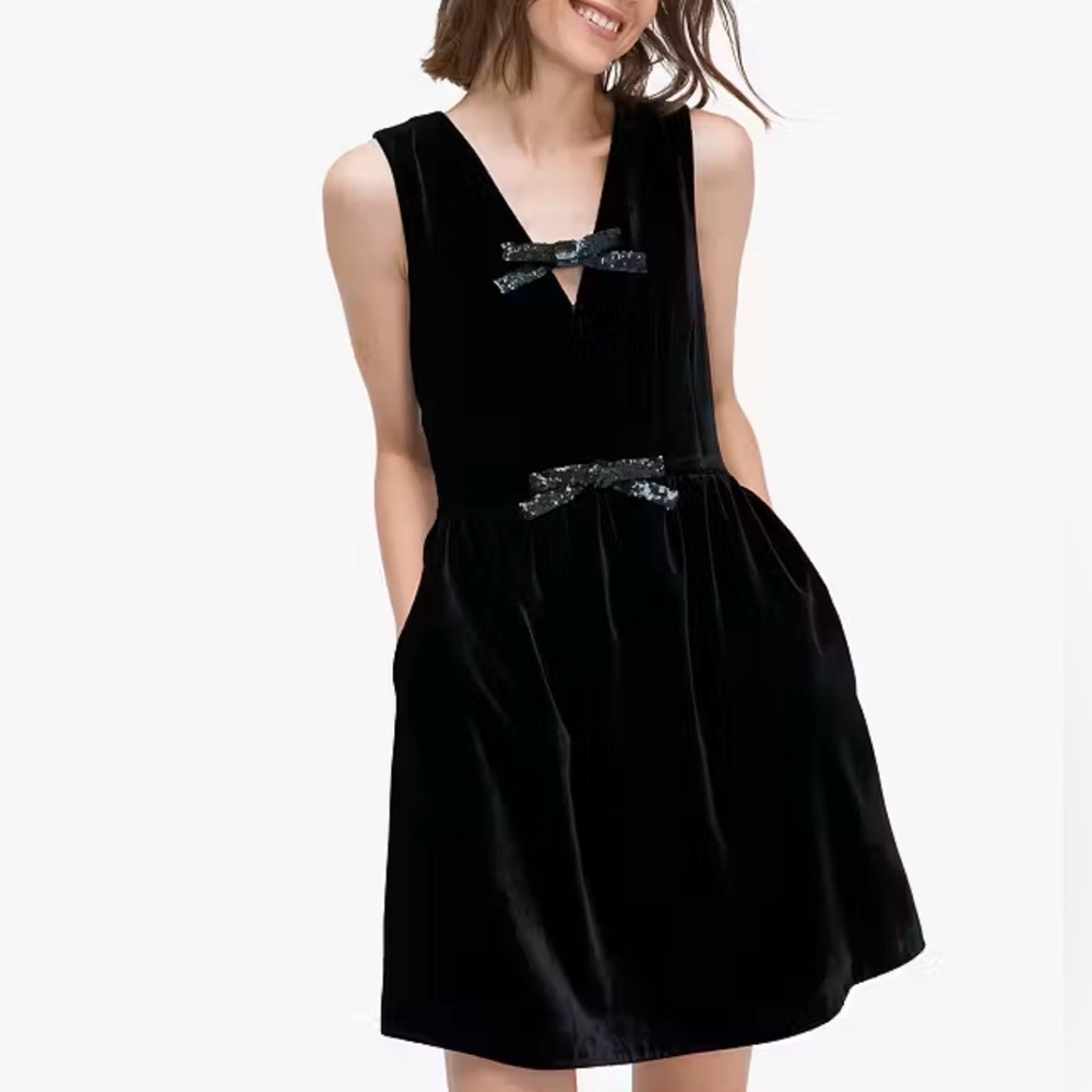 Kate Spade New York Sequin Bow Velvet Dress